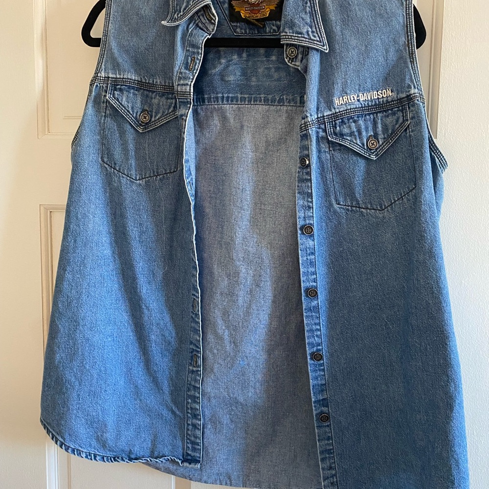 Harley-Davidson Blue Denim Button Down Shirt